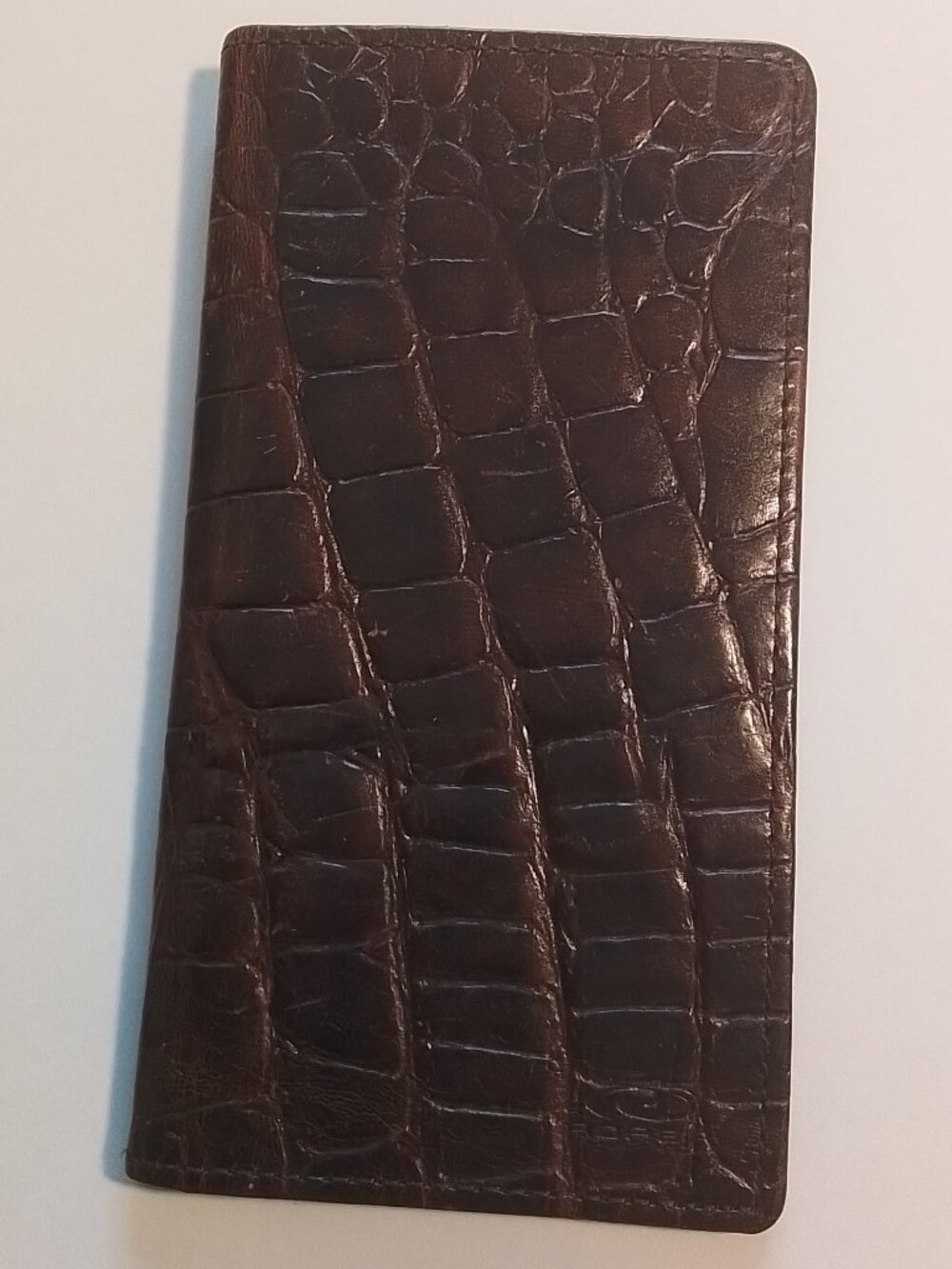 Vintage Genuine Leather Checkbook Cover TOP GRAIN Croc Embossed Classic
